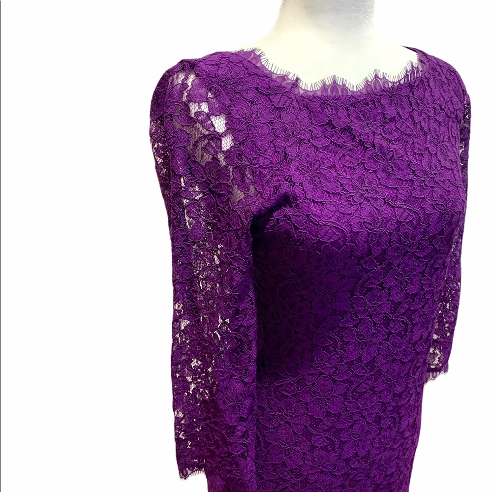 DVF Zarita lace shift dress in purple - like new - Picture 5 of 11